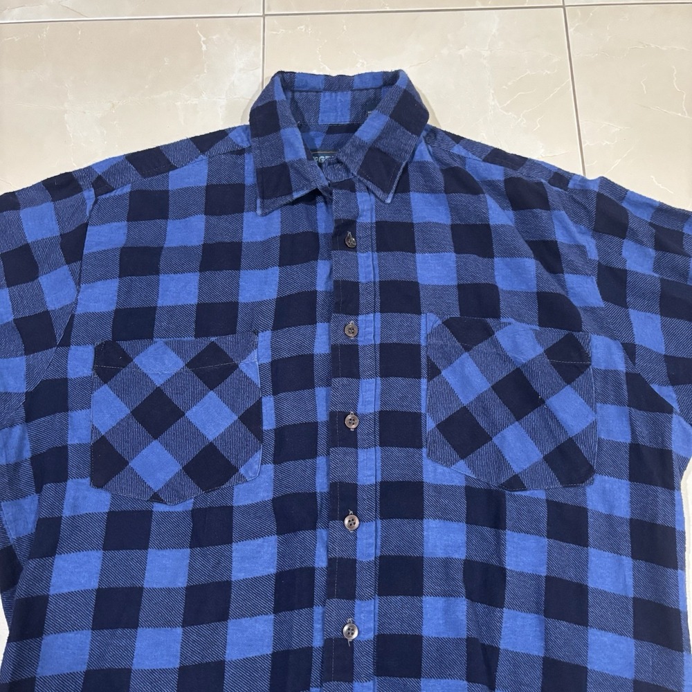 Vintage Mcgregor Flannel Button Shirt Blue Plaid Checkered Mens M Lumberjack - Picture 3 of 7